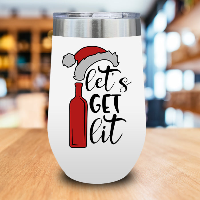 Let's Get Lit Christmas Color Printed Wine Tumbler
