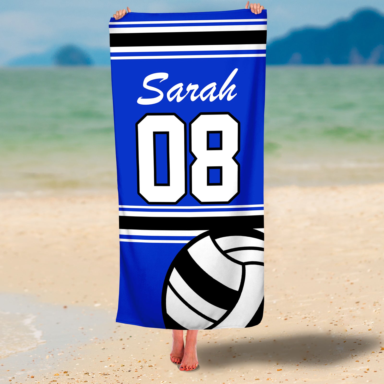 Personalized Volleyball Multicolored Premium Beach/Pool Towel