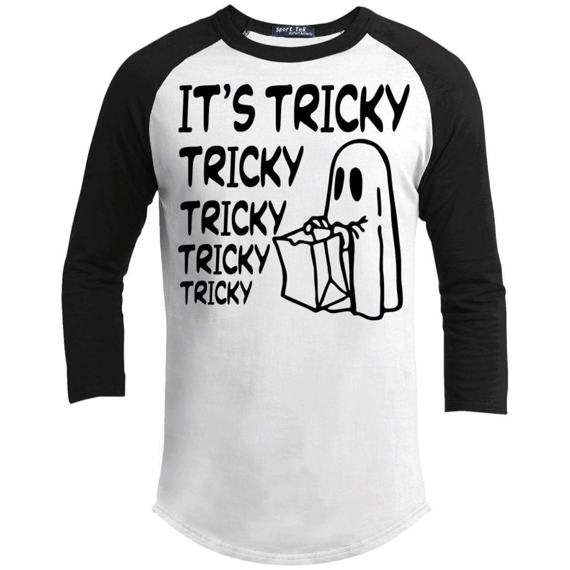 It's Tricky Tricky Tricky Tricky Raglan T-Shirts CustomCat White/Black X-Small 