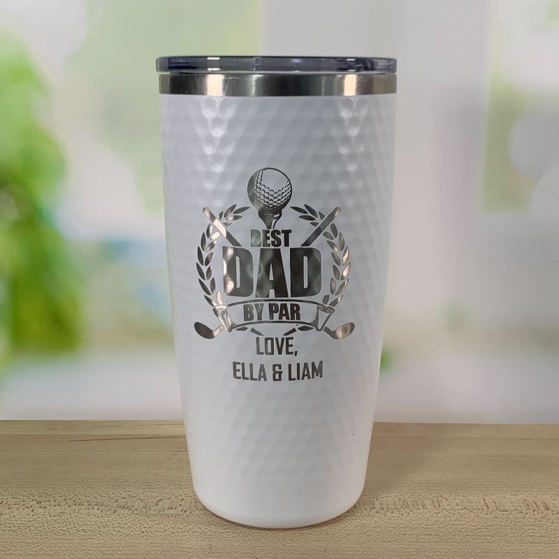 CUSTOM Best Dad By Par Engraved Golf Ball Dimple Tumblers