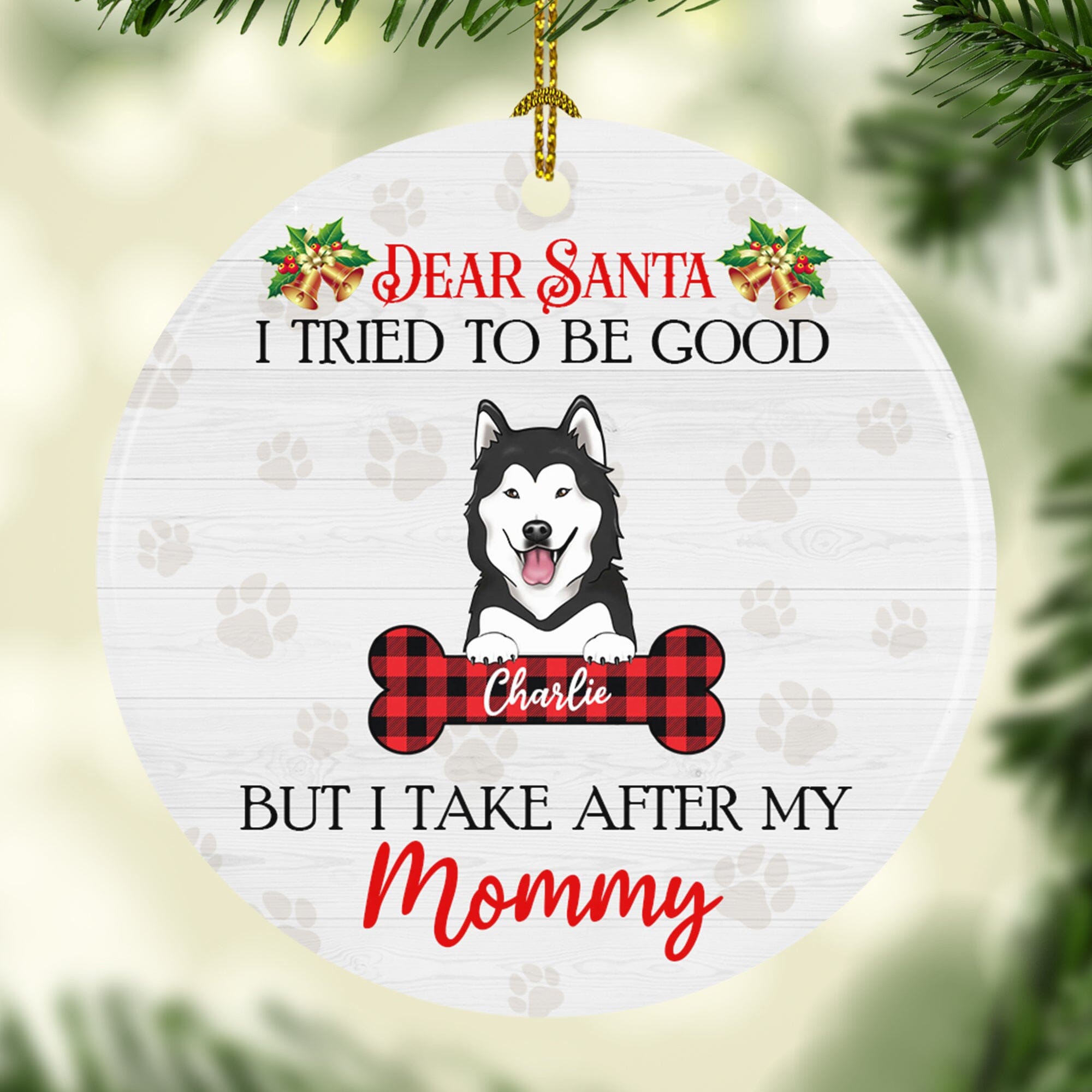Dear Santa I Tried To Be Good Personalized Dog Ceramic Ornament