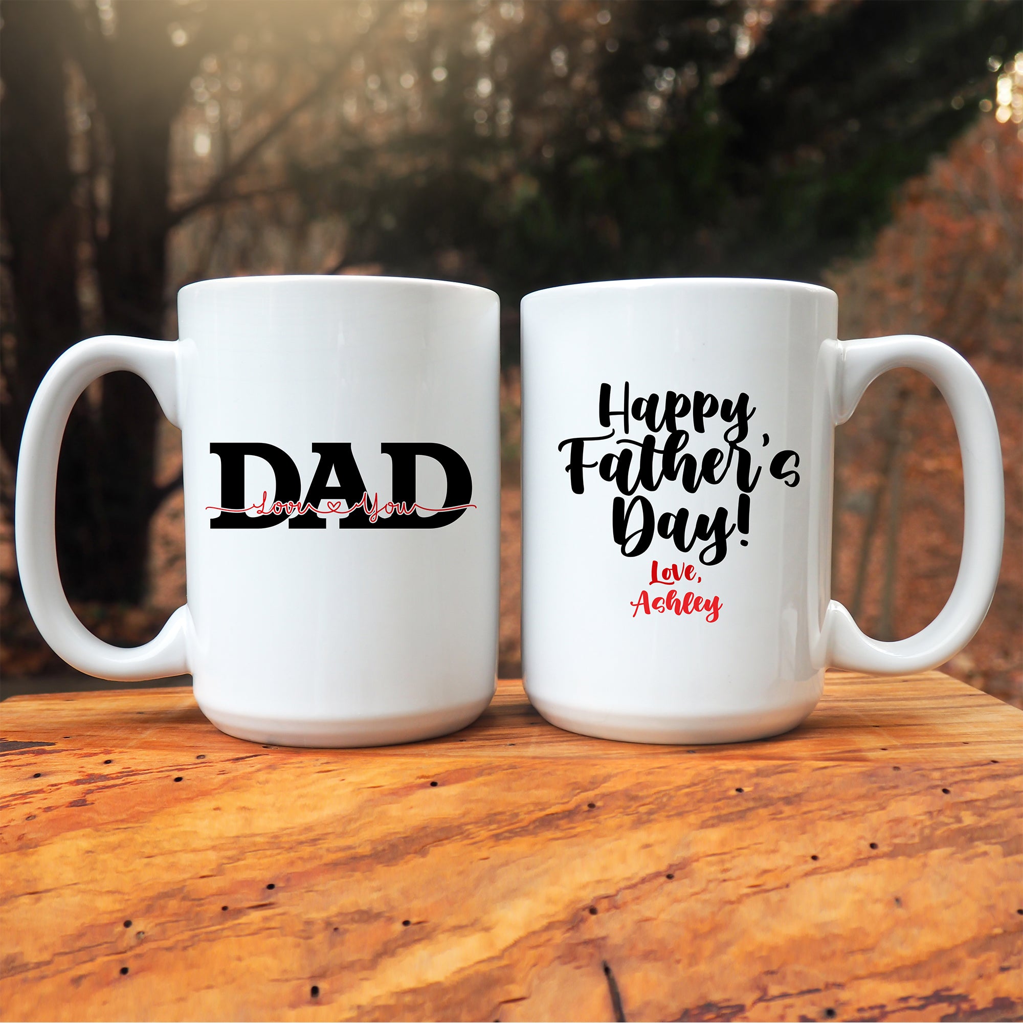 Love You Dad Heart Personalized Double Sided Mug