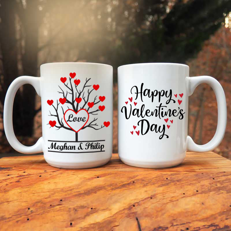Tree of Love Valentines Day Personalized Coffee Mug