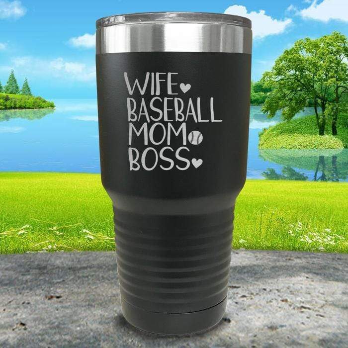 Wife Baseball Boss Engraved Tumbler Tumbler ZLAZER 30oz Tumbler Black 