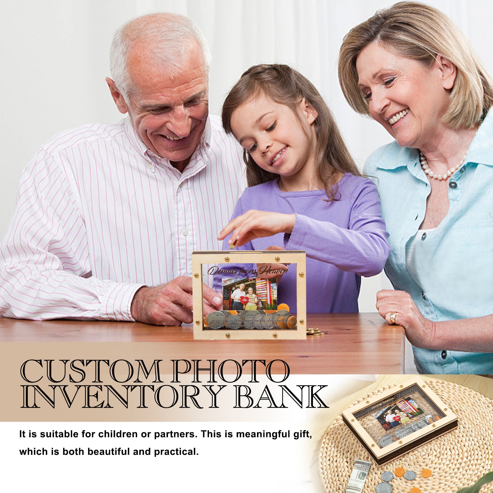Custom Photo Wooden Piggy Bank