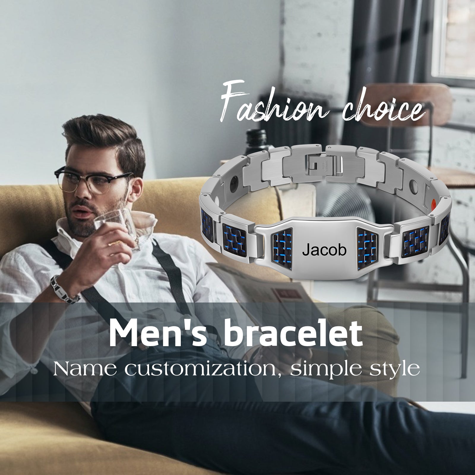 Personalized Bracelet for Men Name or Photo Bracelet Engraved Custom Identification Bangle Bracelet ID Cuff Wristband Bracelet Gift For Dad Boyfriend Husband