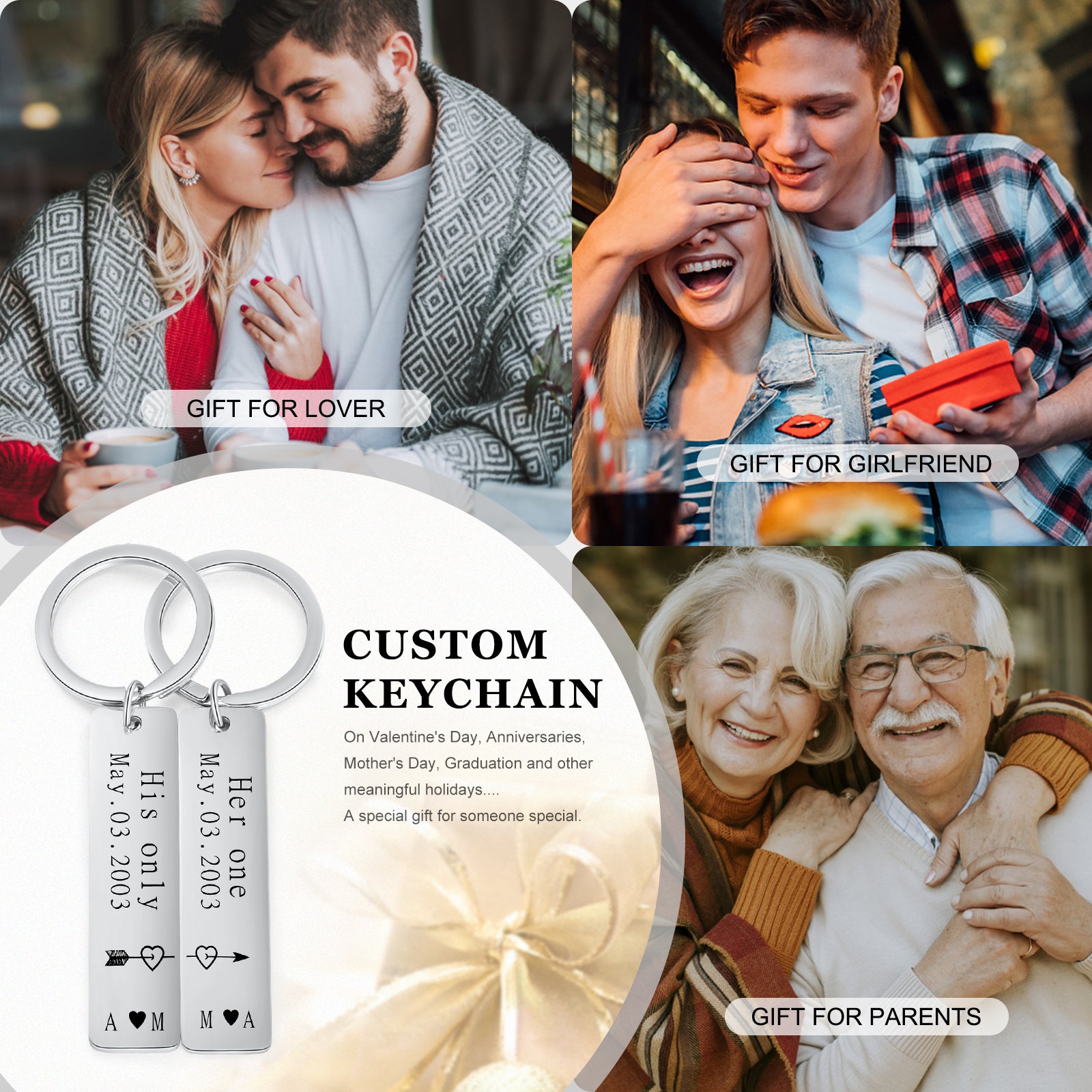 His and Her One and Only Personalized Couples Keychain