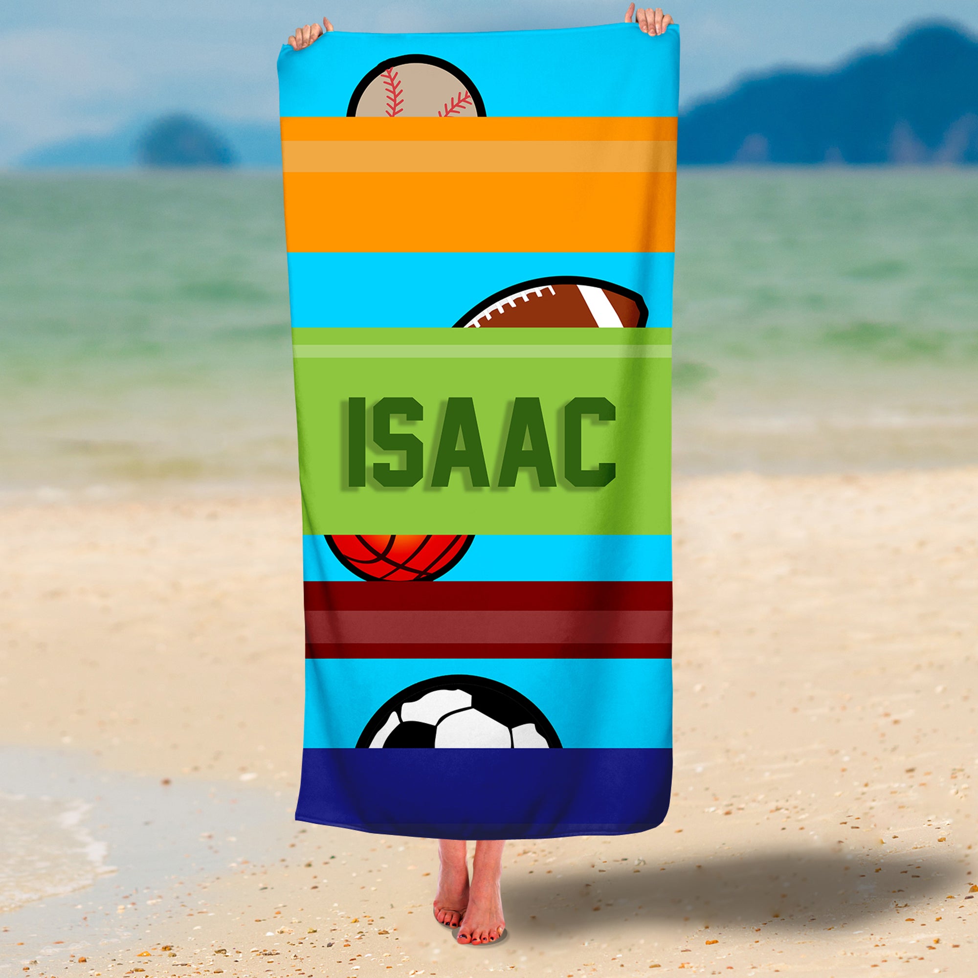 Personalized Sports Towel For Boys Premium Beach/Pool Towel