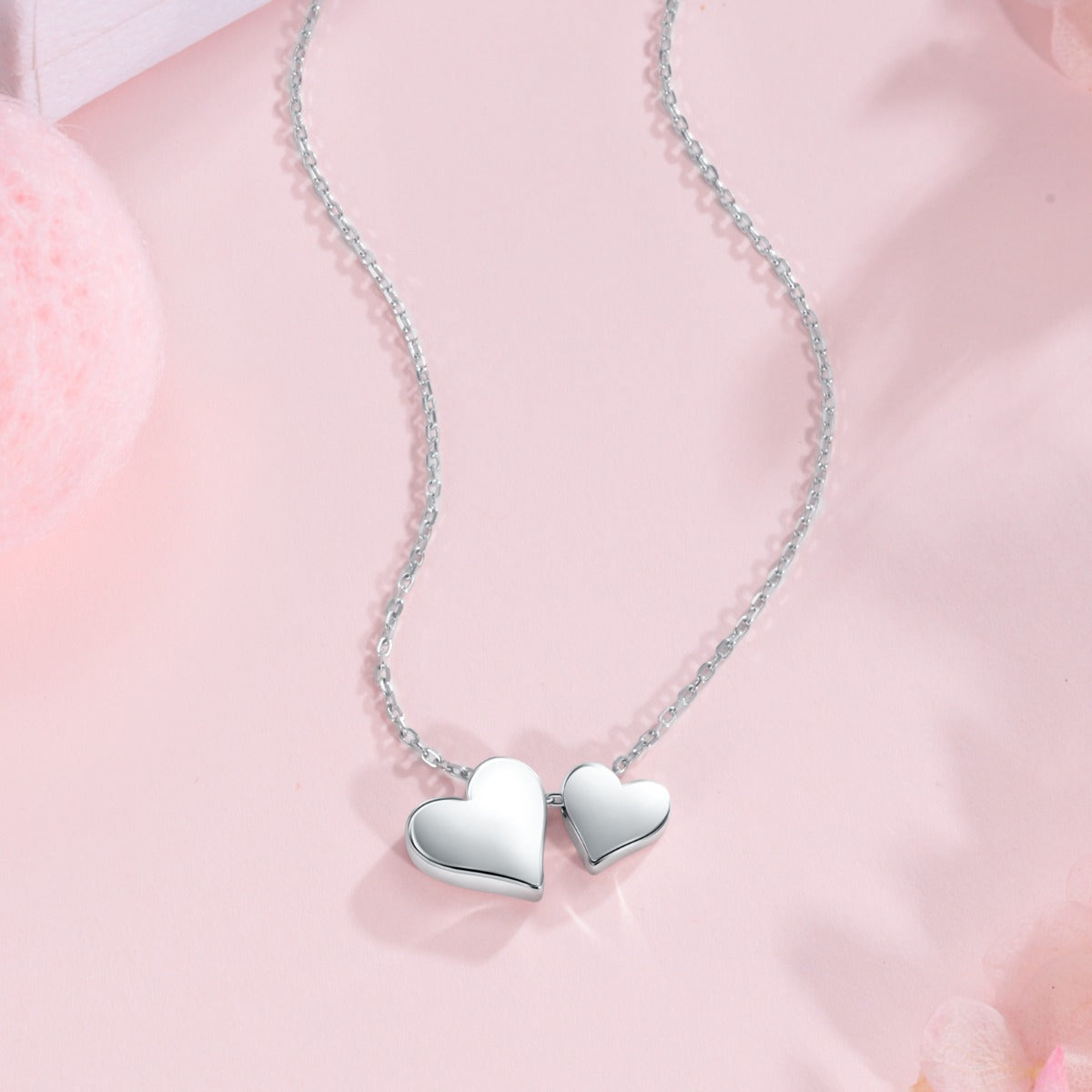 S925 Silver Double Heart Necklace
