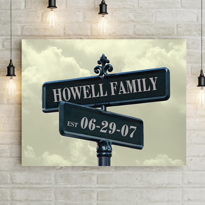 Street Signs Clouds Personalized Premium Canvas