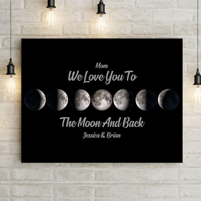 Personalized Love Mom To Moon And Back Premium Canvas