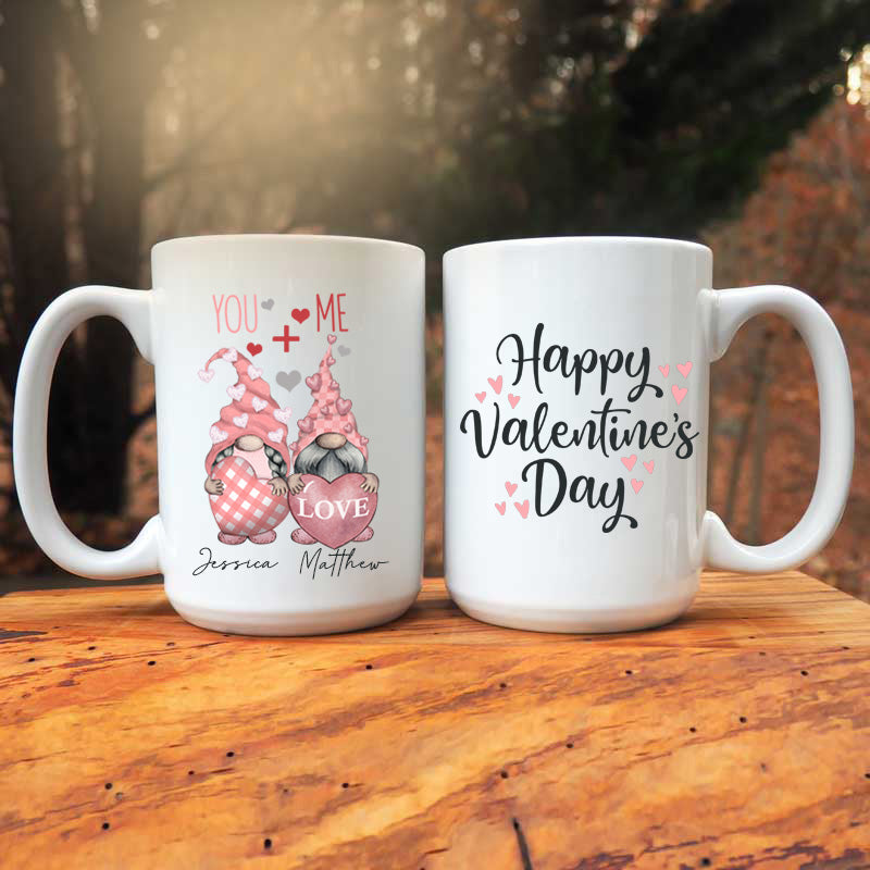 You + Me Gnome Valentines Day Personalized Coffee Mug