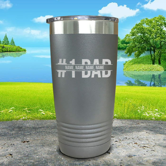 #1 Dad With Personalized Child's Name Engraved Tumbler