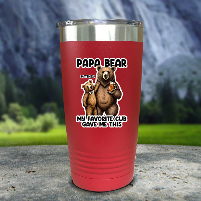 Papa Bear From My Favorite Cub Color Printed Tumblers