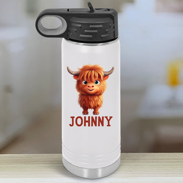 Personalised Kids Safari Water Bottle With Straw, Animal School Water Bottle,  Nursery Preschool Bottle, Back to School, Sports Name Bottle 