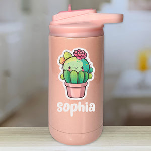 Cute Cactus Personalized With Name Kids Water Bottle Tumblers