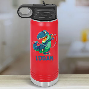T-Rex Gaming Personalized With Name Kids Water Bottle Tumblers