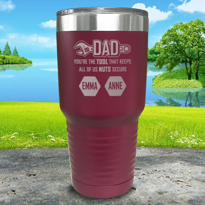 Dad You're The Tool That Keeps Us All Nuts Secure (Custom) Engraved Tumbler