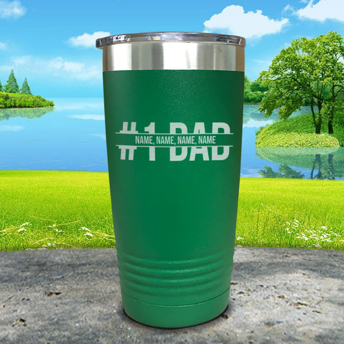 #1 Dad With Personalized Child's Name Engraved Tumbler