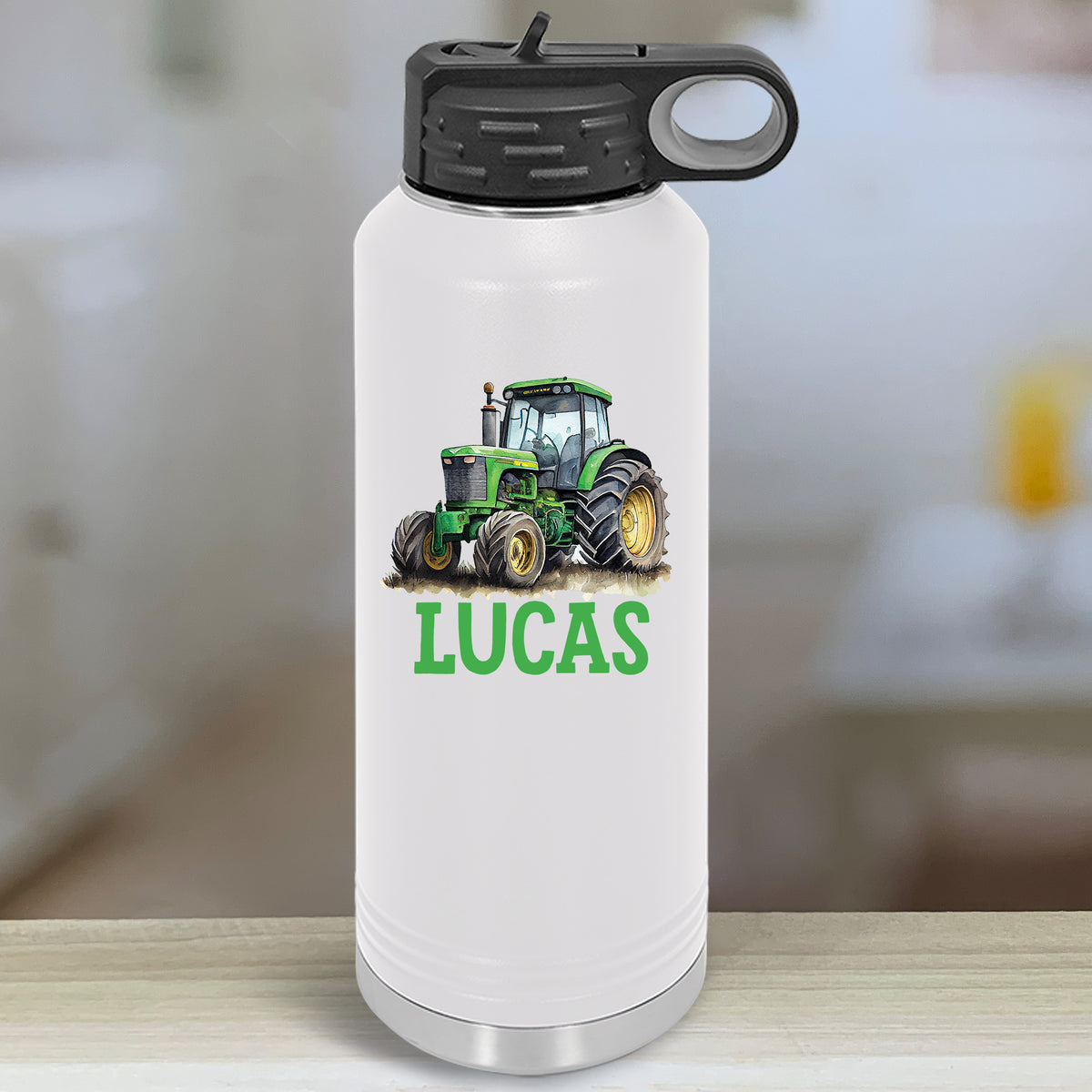 Red Tractors Custom & Personalized 12 oz Kids Water Bottle