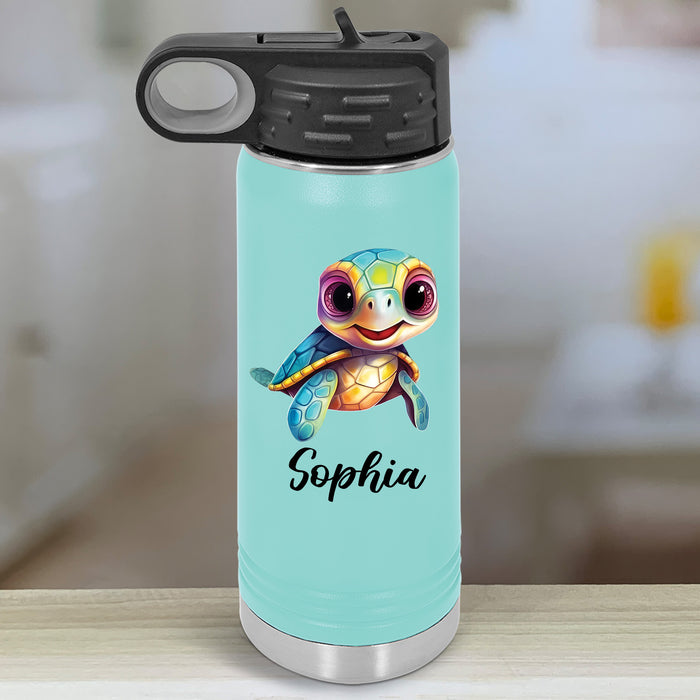 Sea Turtle Personalized With Name Kids Water Bottle Tumblers