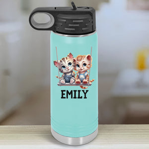 Baby Animals Couple Swing Personalized With Name Kids Water Bottle Tumblers