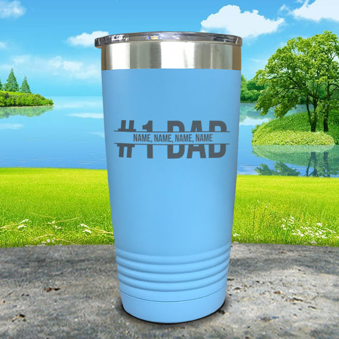 #1 Dad With Personalized Child's Name Engraved Tumbler