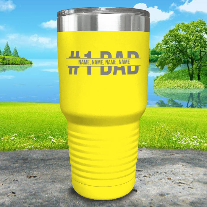 #1 Dad With Personalized Child's Name Engraved Tumbler