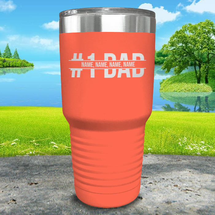 #1 Dad With Personalized Child's Name Engraved Tumbler