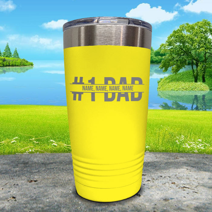 #1 Dad With Personalized Child's Name Engraved Tumbler