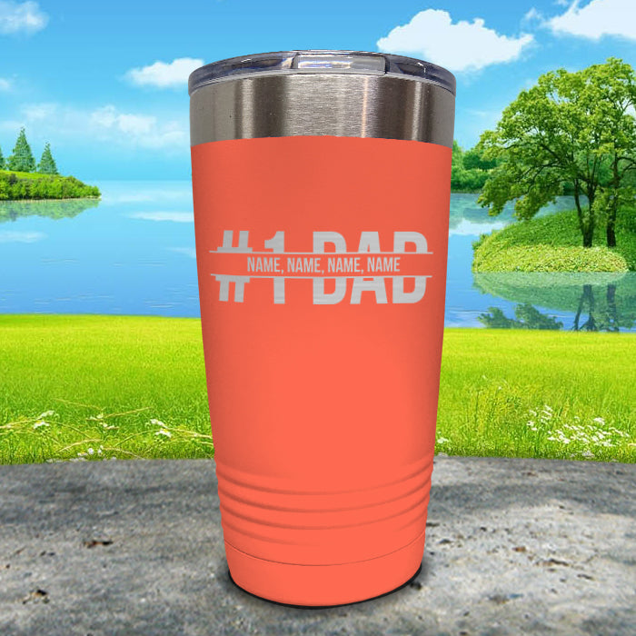 #1 Dad With Personalized Child's Name Engraved Tumbler