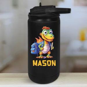 Dino Back To School Personalized With Name Kids Water Bottle Tumblers