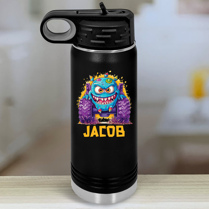 Monster Truck Personalized With Name Kids Water Bottle Tumblers