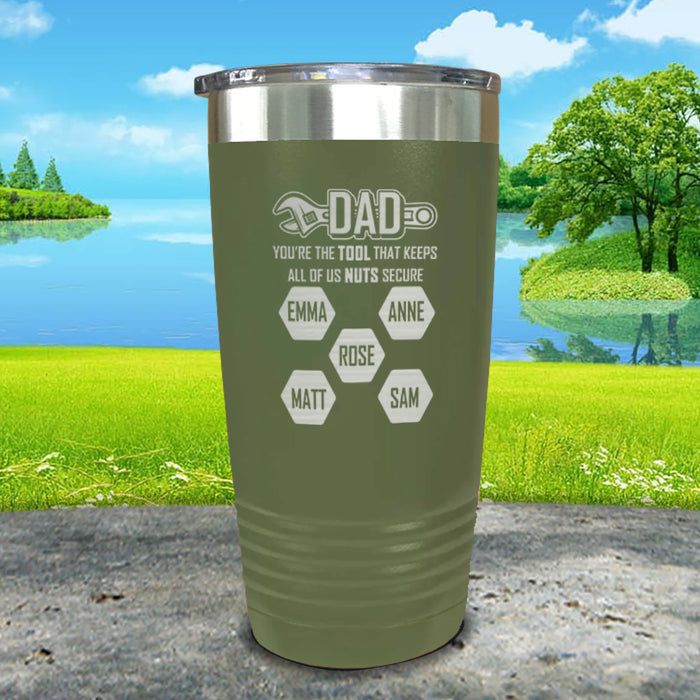 Dad You're The Tool That Keeps Us All Nuts Secure (Custom) Engraved Tumbler