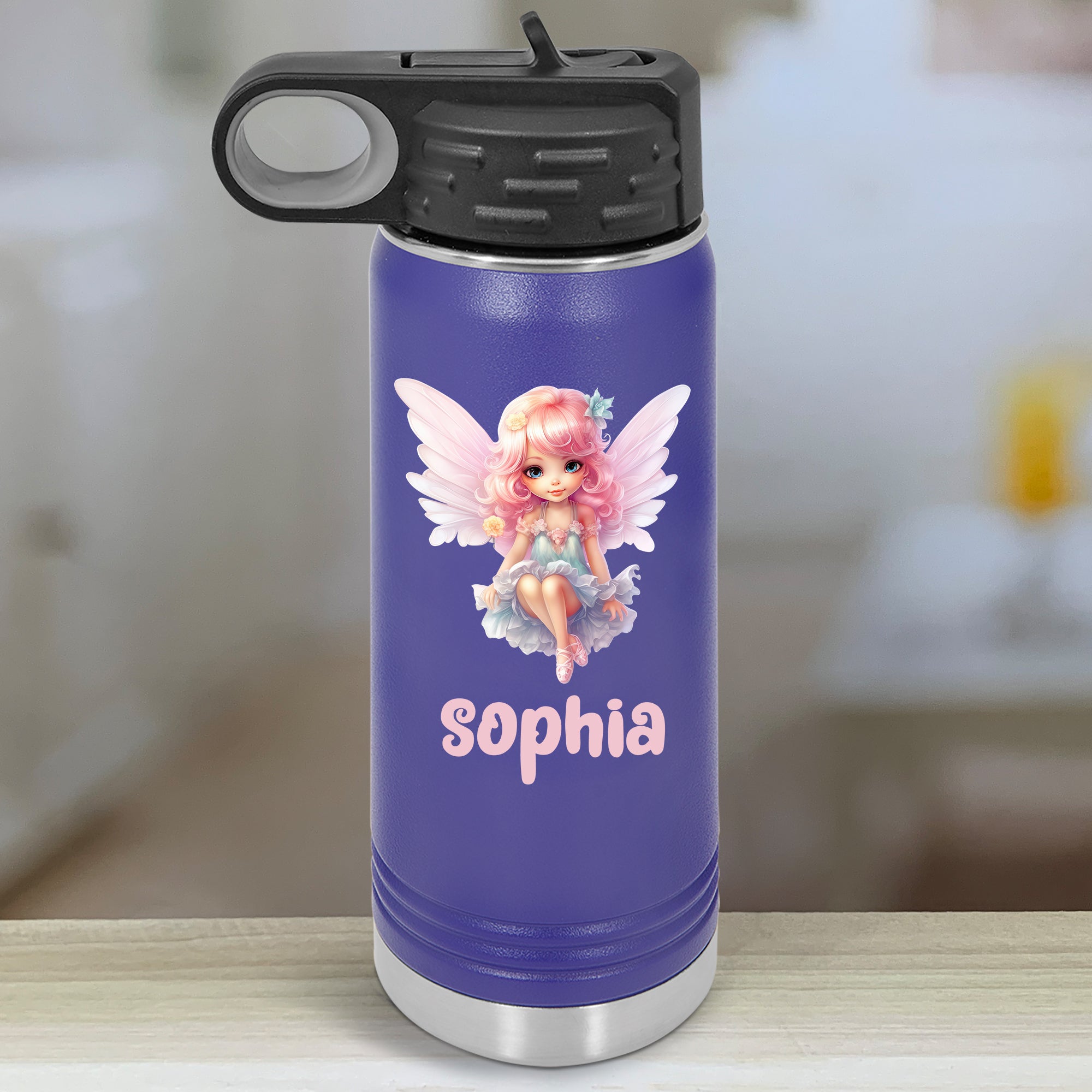 Fairy Personalized With Name Kids Water Bottle Tumblers