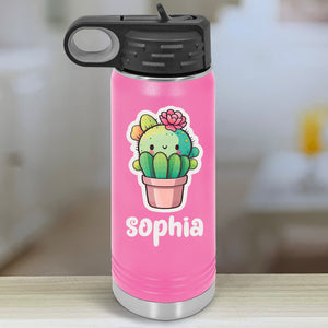 Cute Cactus Personalized With Name Kids Water Bottle Tumblers