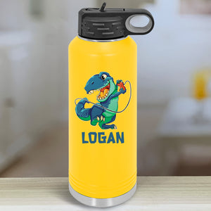 T-Rex Gaming Personalized With Name Kids Water Bottle Tumblers