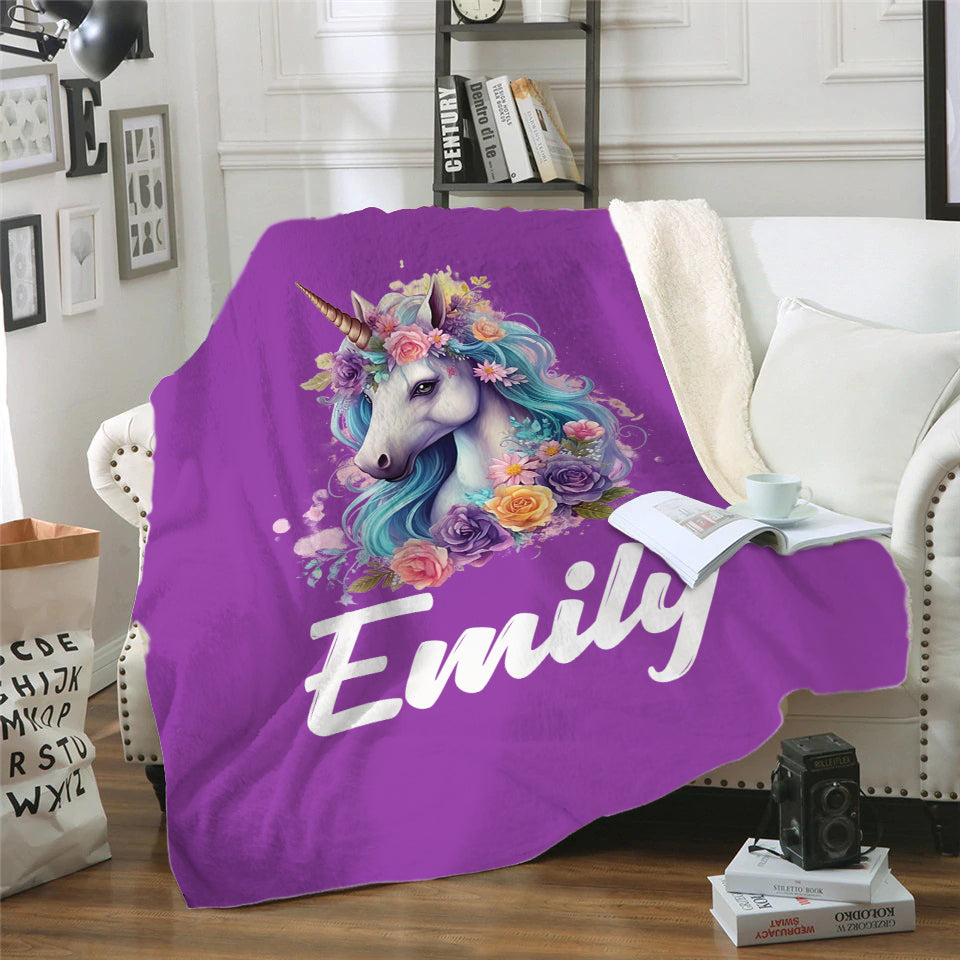 Unicorn personalized online blanket