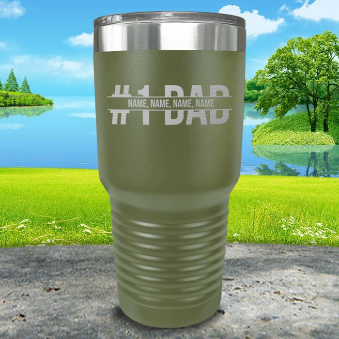 #1 Dad With Personalized Child's Name Engraved Tumbler