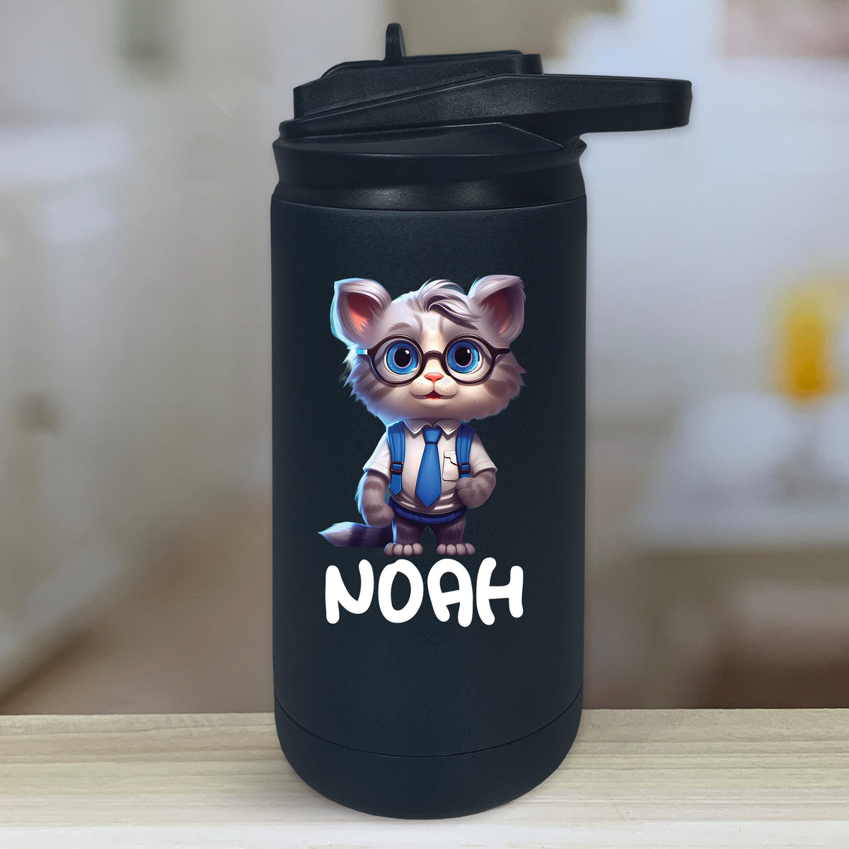 Kitten School Personalized With Name Kids Water Bottle Tumblers