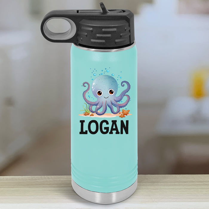 Animals Under The Sea Personalized With Name Kids Water Bottle Tumblers