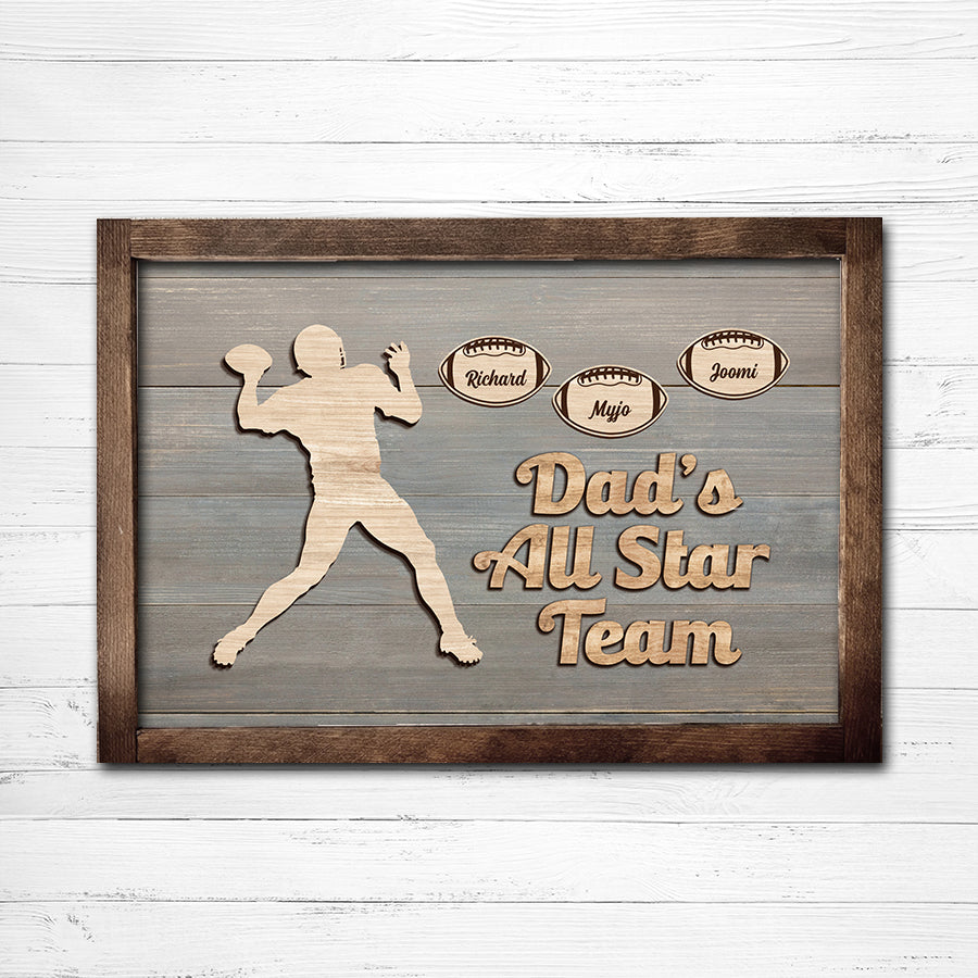 Dad's All Star Team Custom Wood Sign