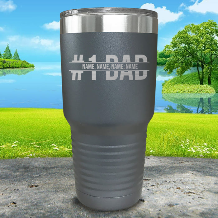 #1 Dad With Personalized Child's Name Engraved Tumbler