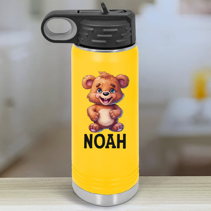 Cute Zoo Animals Personalized With Name Kids Water Bottle Tumblers