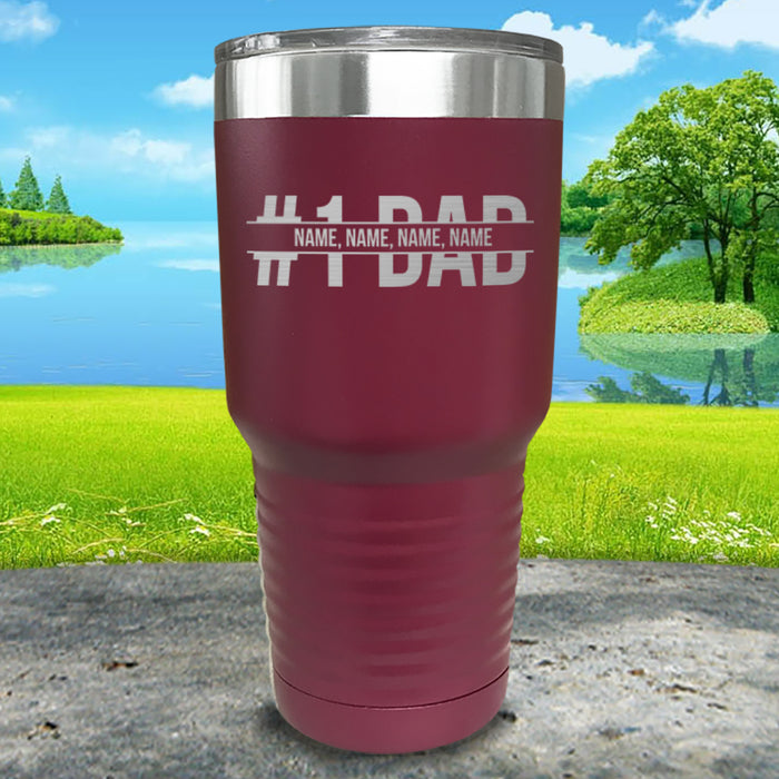 #1 Dad With Personalized Child's Name Engraved Tumbler