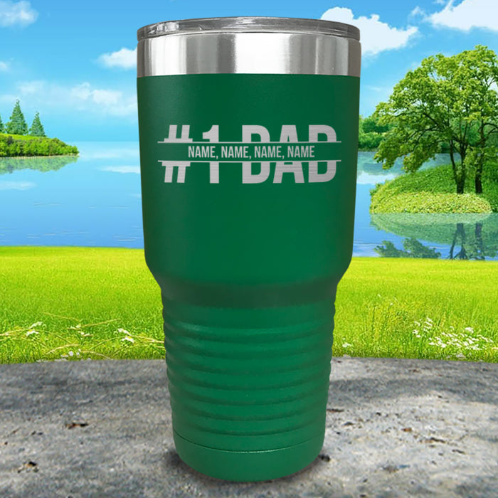 #1 Dad With Personalized Child's Name Engraved Tumbler