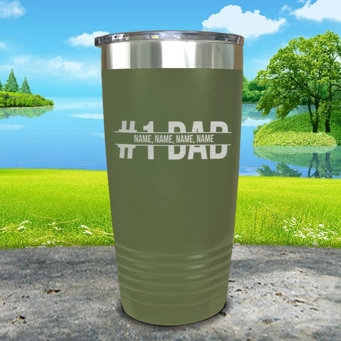 #1 Dad With Personalized Child's Name Engraved Tumbler