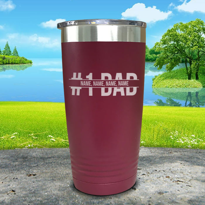 #1 Dad With Personalized Child's Name Engraved Tumbler