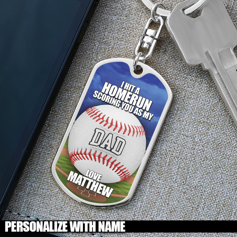Custom Homerun As My Dad Baseball/Softball Premium Keychain
