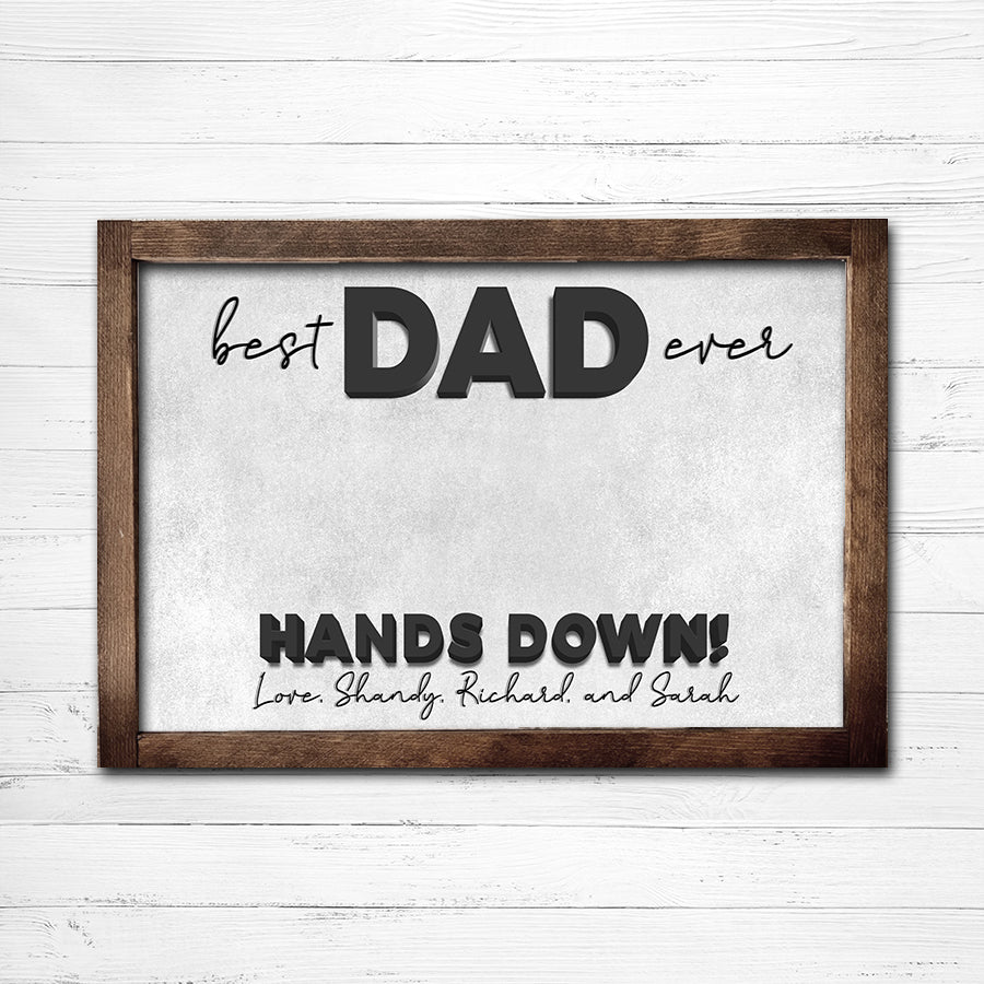 Father's Day Best Dad Hands Down Personalized Gift Wood Wall Art